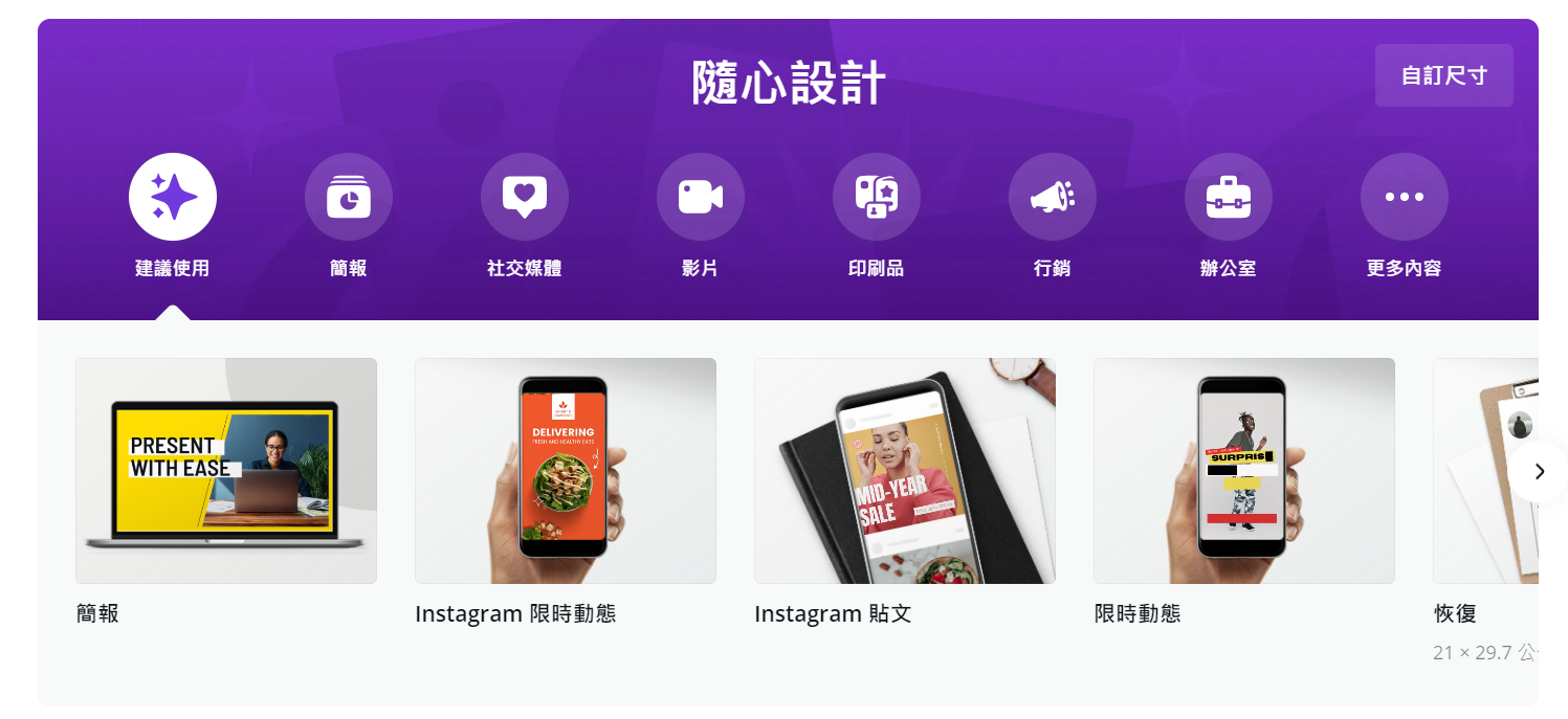 第一步:選擇規格與尺寸