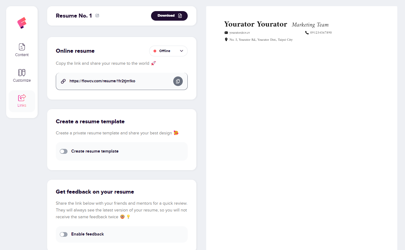FlowCV_Links