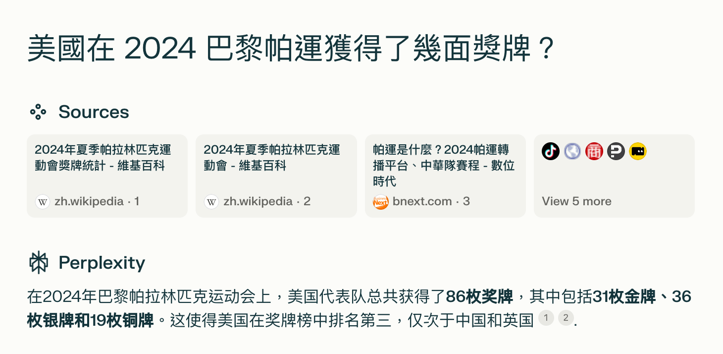 Perplexity 可以提供最新資訊